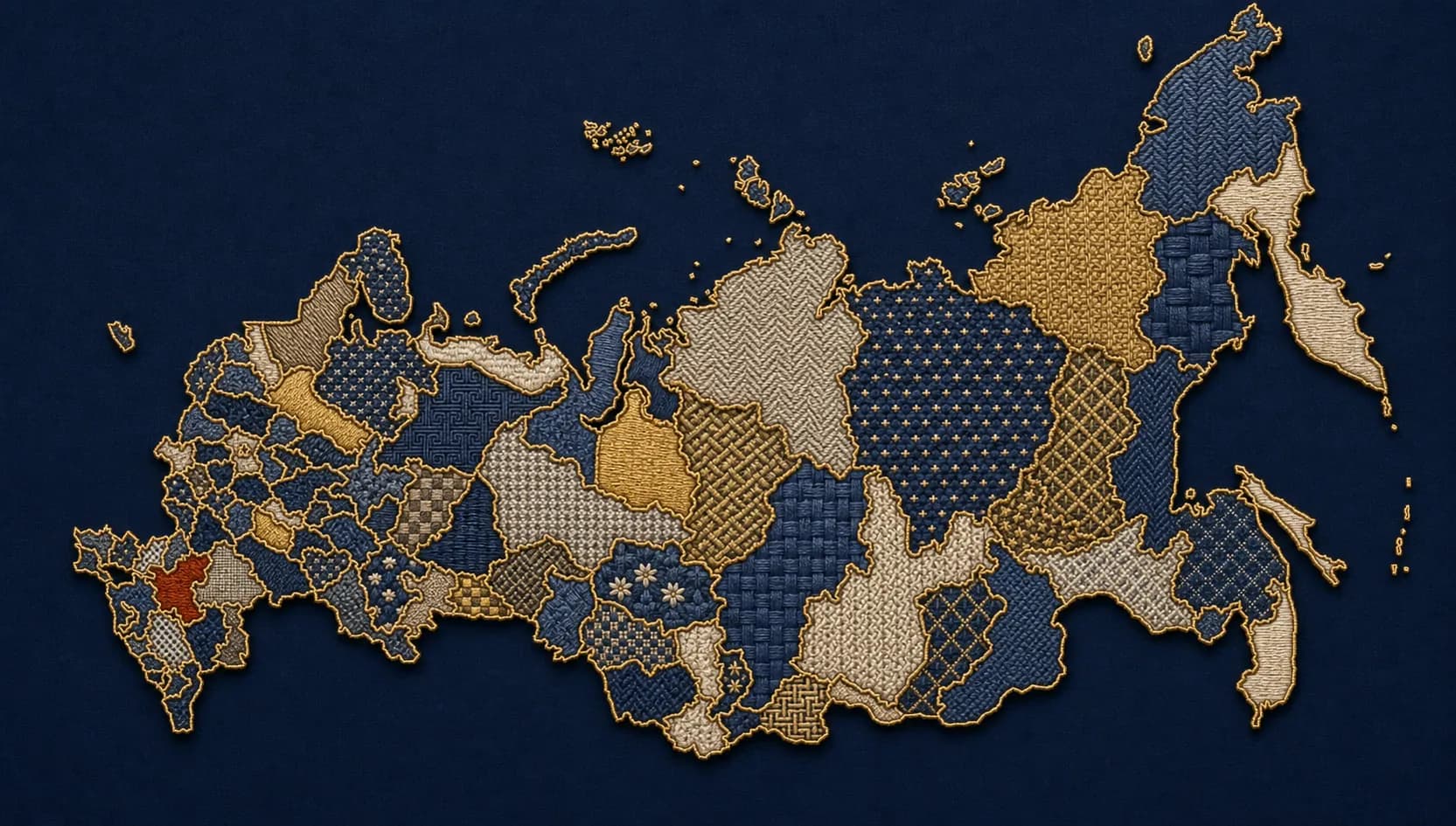 Вышитая карта регионов России